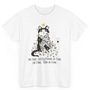 Tuxedo Cat Christmas Tee, Graphic Unisex Shirt, Gift For Cat Lover
